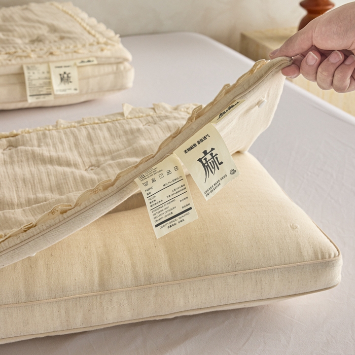 91家纺网 家纺一手货源 找家纺 昕科 2025新款双层可拆花边棉麻蚕丝枕-二合一可拆蚕丝棉麻枕头棉麻成人枕芯 双层可拆花边棉麻蚕丝枕/一对装