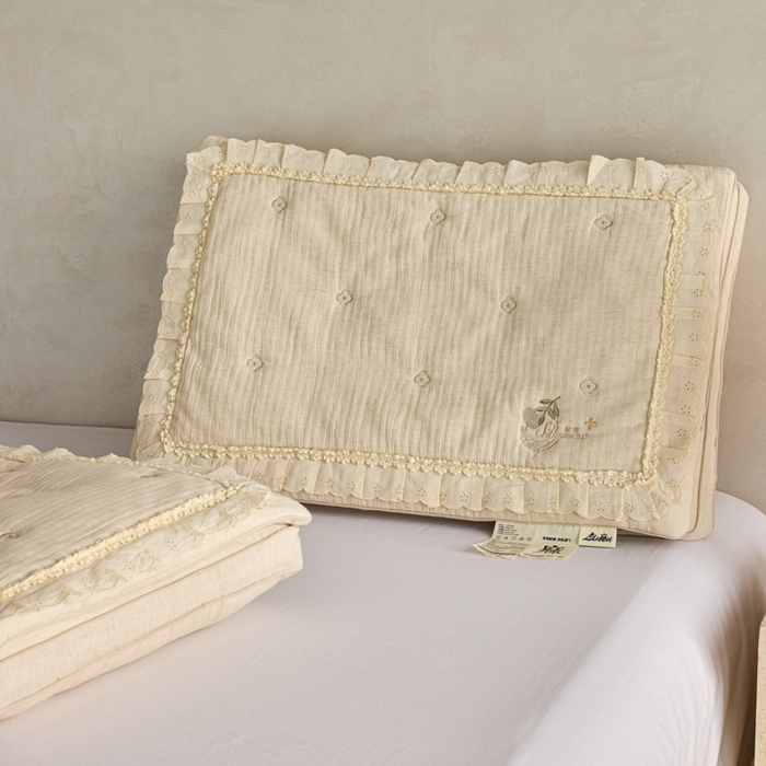 91家纺网 家纺一手货源 找家纺 昕科 2025新款双层可拆花边棉麻蚕丝枕-二合一可拆蚕丝棉麻枕头棉麻成人枕芯 双层可拆花边棉麻蚕丝枕/一只装