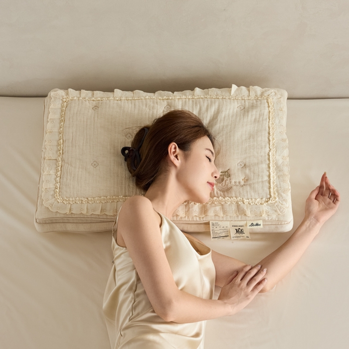 91家纺网 家纺一手货源 找家纺 昕科 2025新款双层可拆花边棉麻蚕丝枕-二合一可拆蚕丝棉麻枕头棉麻成人枕芯 双层可拆花边棉麻蚕丝枕/一只装