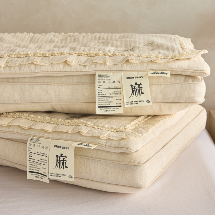 91家纺网 家纺一手货源 找家纺 昕科 2025新款双层可拆花边棉麻蚕丝枕-二合一可拆蚕丝棉麻枕头棉麻成人枕芯 双层可拆花边棉麻蚕丝枕/一只装