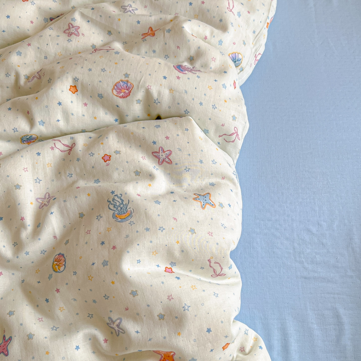 91家纺网 家纺一手货源 找家纺 仟网汇 2025新款全棉纯棉层纱四件套 海底世界