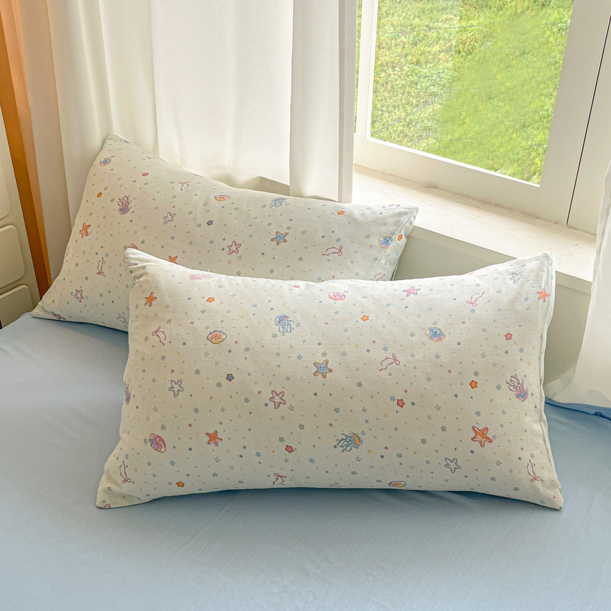 91家纺网 家纺一手货源 找家纺 仟网汇 2025新款全棉纯棉层纱四件套 海底世界