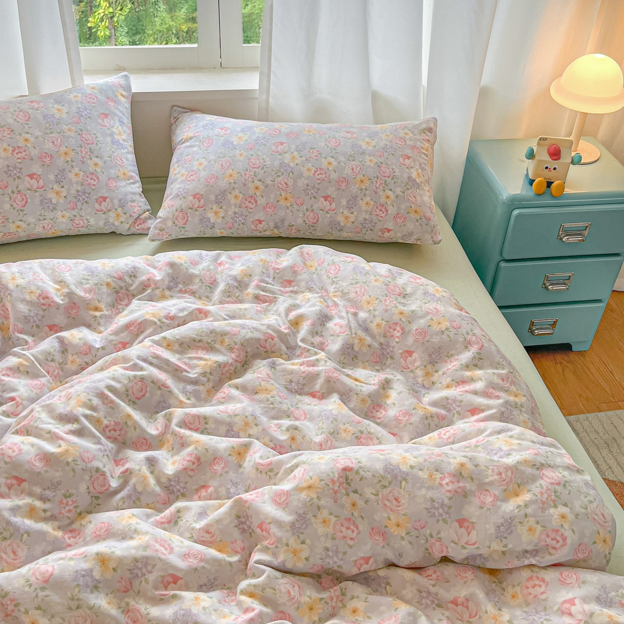 91家纺网 家纺一手货源 找家纺 仟网汇 2025新款全棉纯棉层纱四件套 黎漫