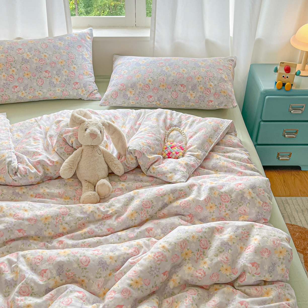 91家纺网 家纺一手货源 找家纺 仟网汇 2025新款全棉纯棉层纱四件套 黎漫