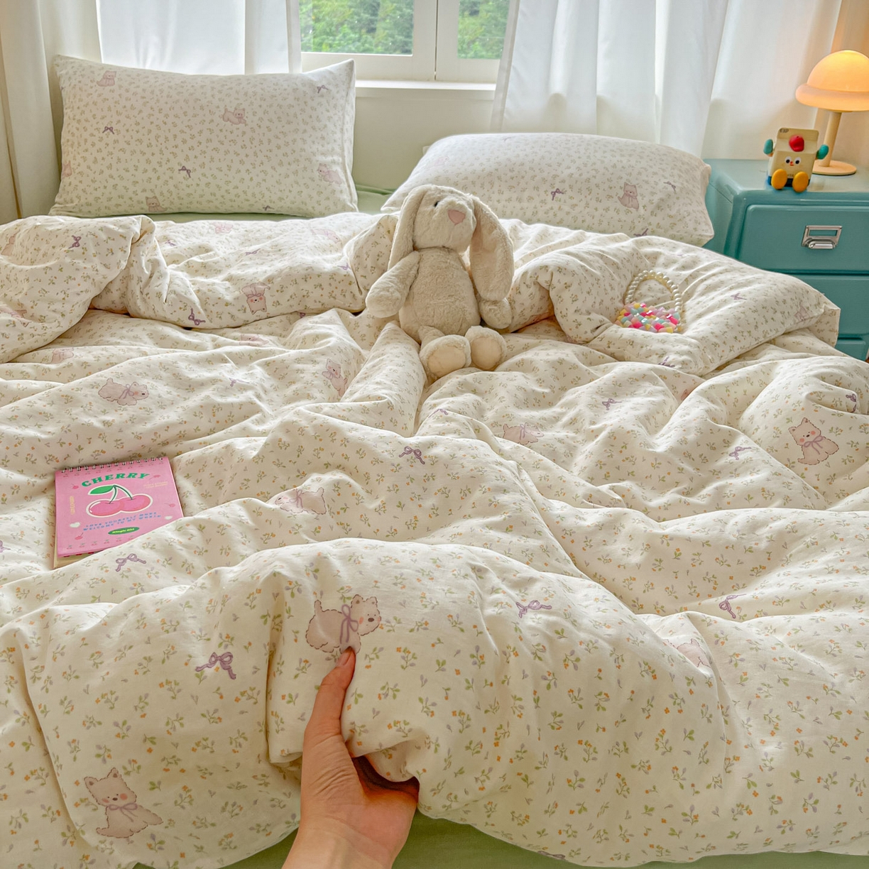 仟网汇 2025新款全棉纯棉层纱四件套 快乐小狗