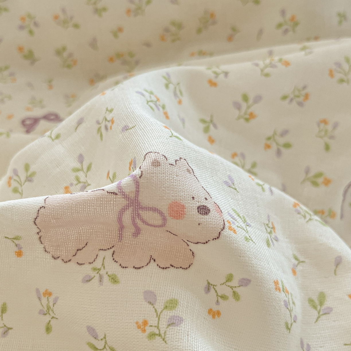 91家纺网 家纺一手货源 找家纺 仟网汇 2025新款全棉纯棉层纱四件套 快乐小狗