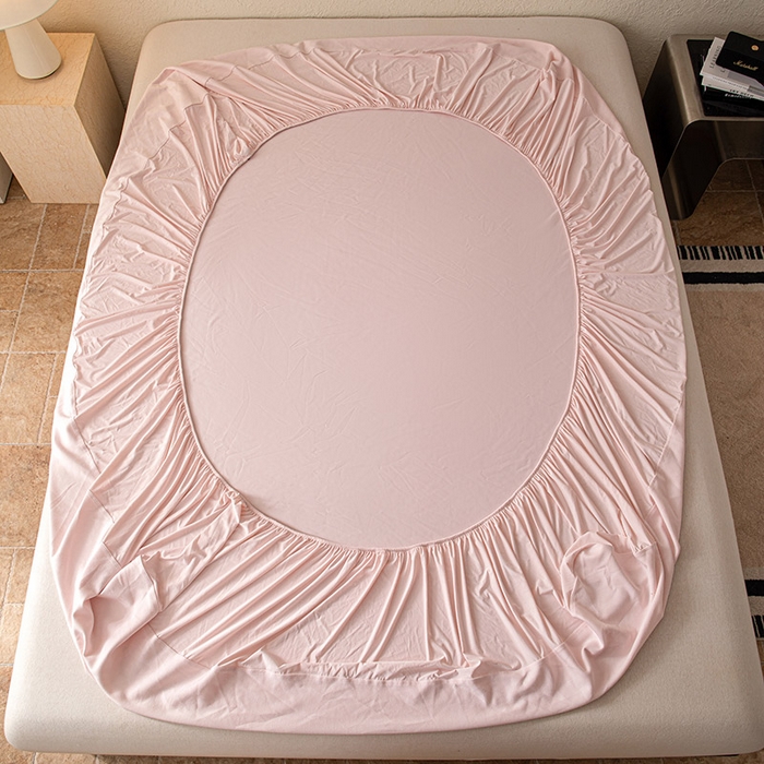 91家纺网 家纺一手货源 找家纺 百寐 2025新款纯色耐脏亚朵同款深度睡眠床笠枕套床笠保护套单床笠单品床笠单件床笠 淡云粉