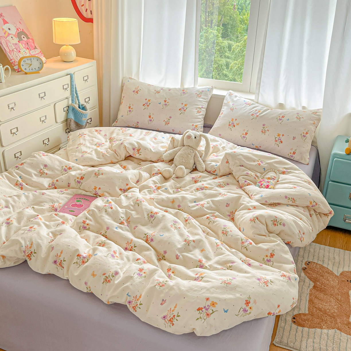 91家纺网 家纺一手货源 找家纺 仟网汇 2025新款全棉纯棉层纱四件套 若梦