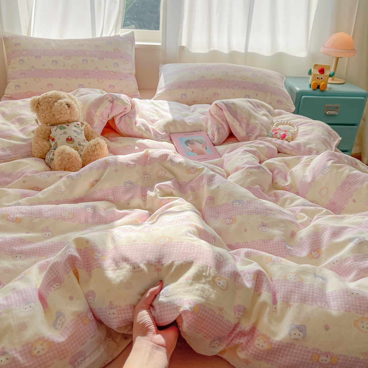 仟网汇 2025新款全棉纯棉层纱四件套 甜蜜时光