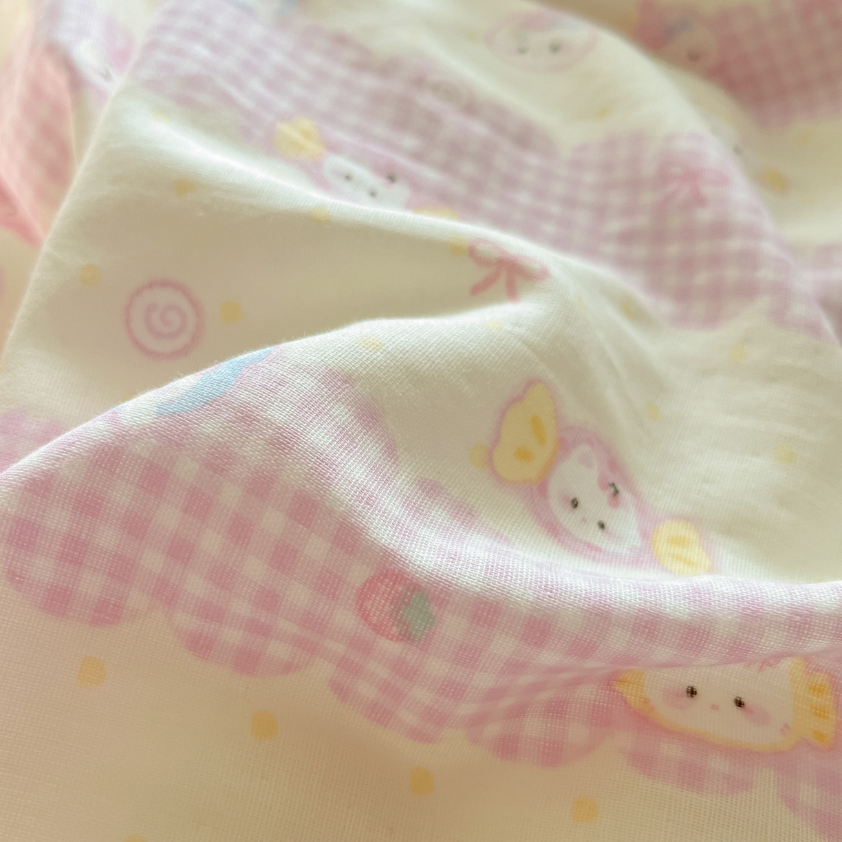 91家纺网 家纺一手货源 找家纺 仟网汇 2025新款全棉纯棉层纱四件套 甜蜜时光