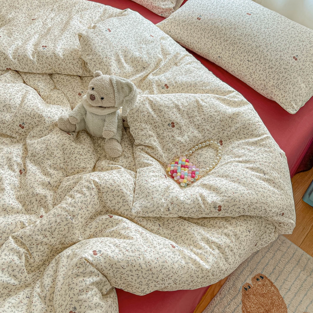 91家纺网 家纺一手货源 找家纺 仟网汇 2025新款全棉纯棉层纱四件套 小确幸