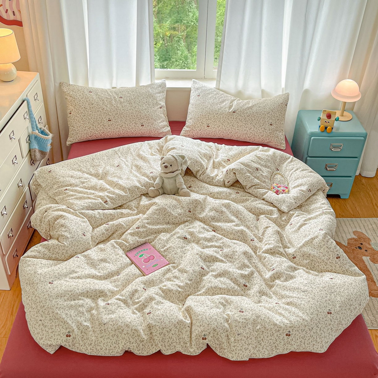 91家纺网 家纺一手货源 找家纺 仟网汇 2025新款全棉纯棉层纱四件套 小确幸