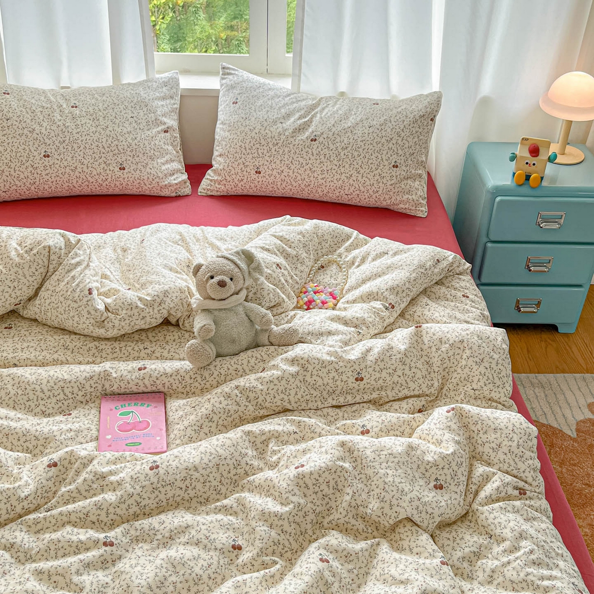 91家纺网 家纺一手货源 找家纺 仟网汇 2025新款全棉纯棉层纱四件套 小确幸