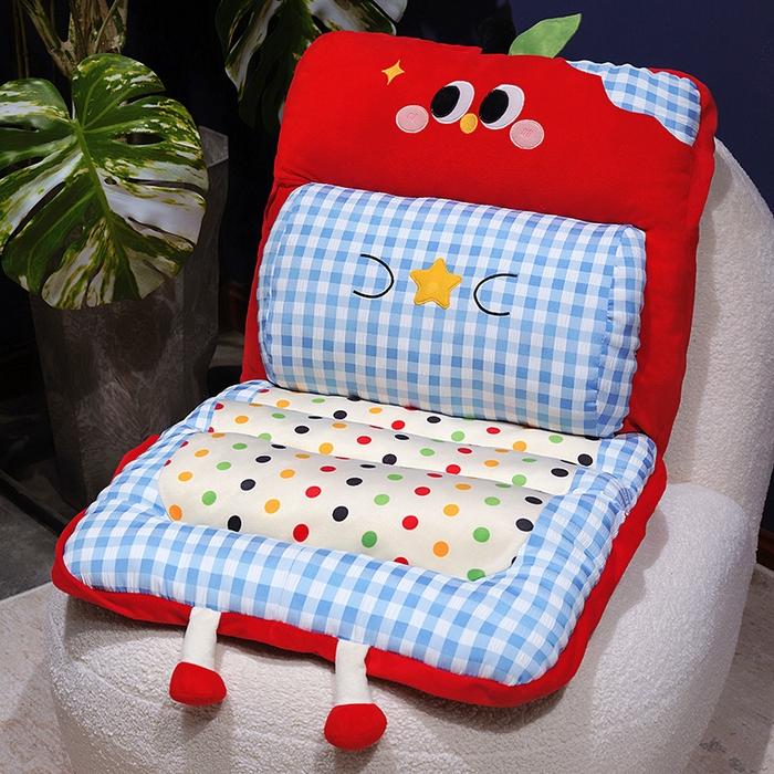 91家纺网 家纺一手货源 找家纺 仟亿莱 2025新款大眼苹果格子波点护腰横条坐垫垫子 护腰横条红苹果