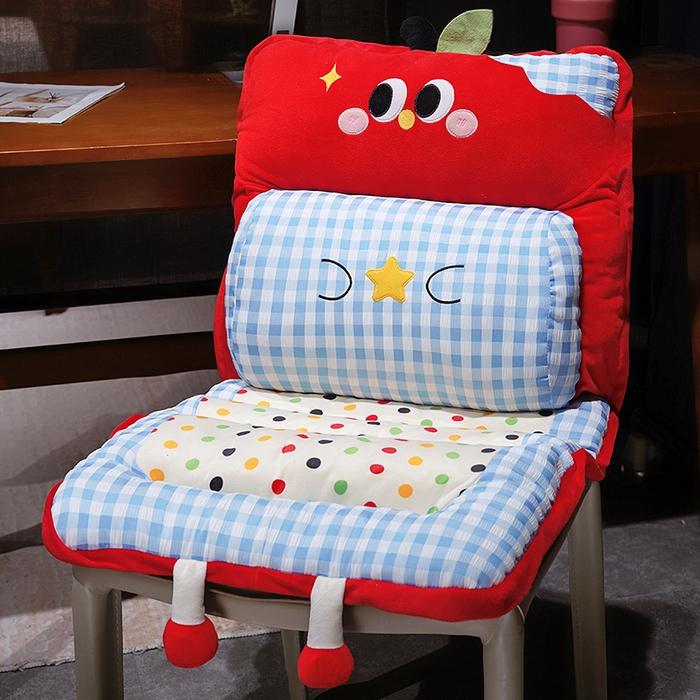 91家纺网 家纺一手货源 找家纺 仟亿莱 2025新款大眼苹果格子波点护腰横条坐垫垫子 护腰横条红苹果