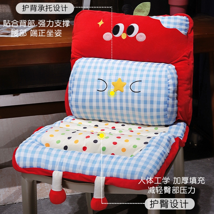 91家纺网 家纺一手货源 找家纺 仟亿莱 2025新款大眼苹果格子波点护腰横条坐垫垫子 护腰横条红苹果