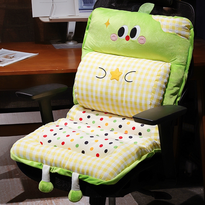 91家纺网 家纺一手货源 找家纺 仟亿莱 2025新款大眼苹果格子波点护腰横条坐垫垫子 护腰横条绿苹果