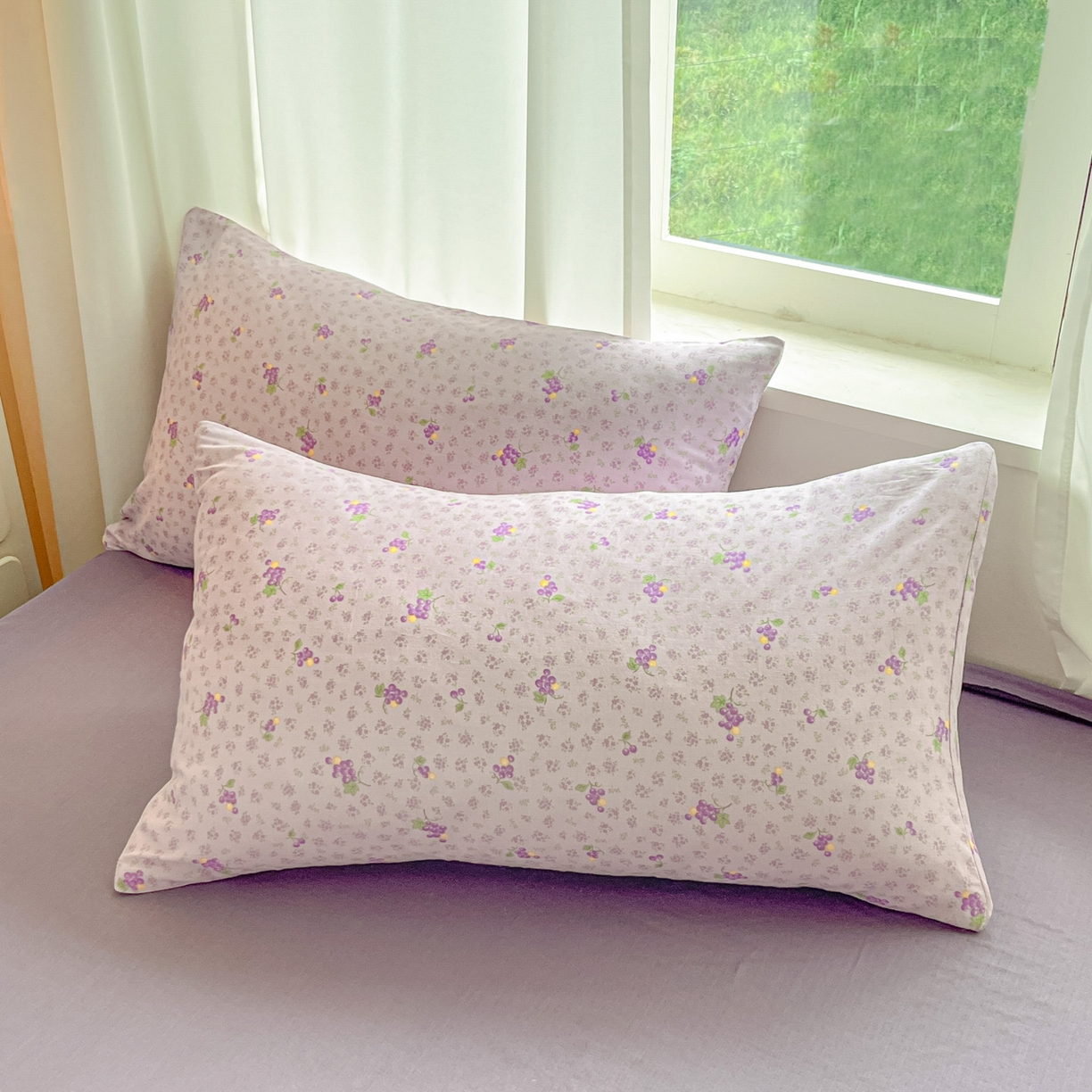 91家纺网 家纺一手货源 找家纺 仟网汇 2025新款全棉纯棉层纱四件套 紫葡萄