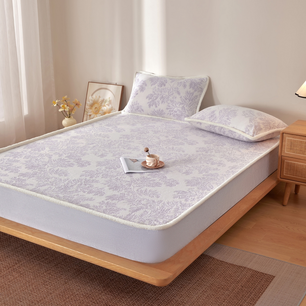 91家纺网 家纺一手货源 找家纺 吾秀家居 2025新款高克重雕花牛奶绒单床笠床笠单件 馨月