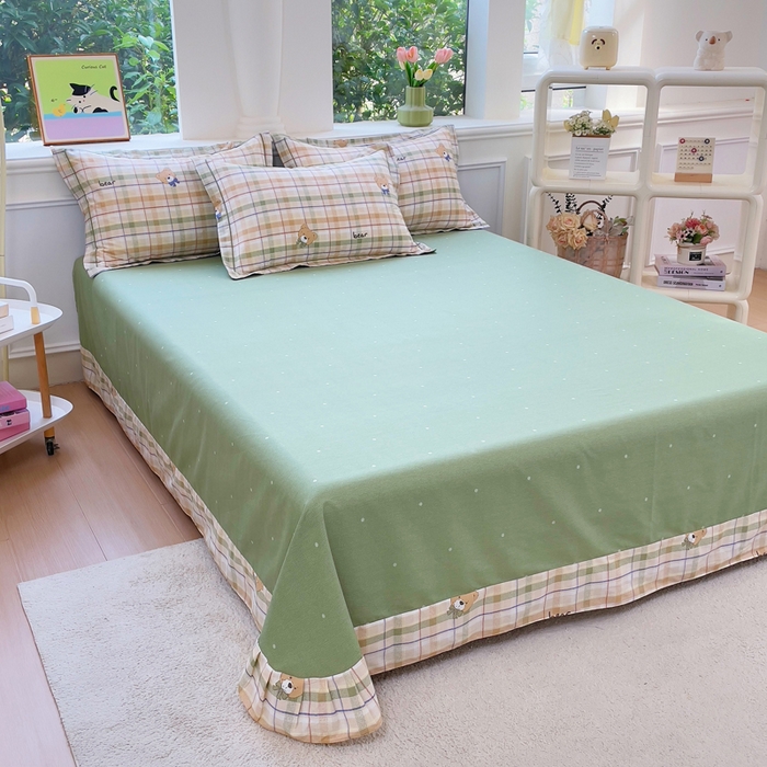 91家纺网 家纺一手货源 找家纺 （总）小叮当家纺仓储工厂店 2025新款直播爆款全棉纯棉四件套吊边一字绣工艺款四件套