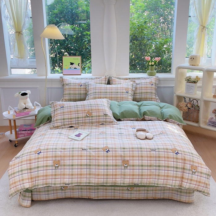 91家纺网 家纺一手货源 找家纺 （总）小叮当家纺仓储工厂店 2025新款直播爆款全棉纯棉四件套吊边一字绣工艺款四件套