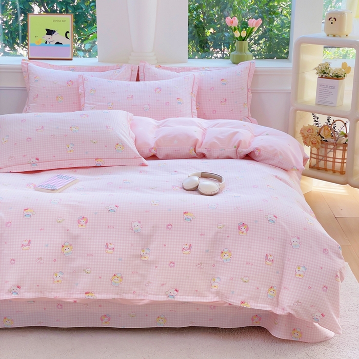 91家纺网 家纺一手货源 找家纺 （总）小叮当家纺仓储工厂店 2025新款直播爆款全棉纯棉四件套吊边一字绣工艺款四件套