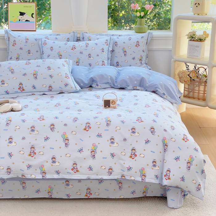 91家纺网 家纺一手货源 找家纺 （总）小叮当家纺仓储工厂店 2025新款直播爆款全棉纯棉四件套吊边一字绣工艺款四件套