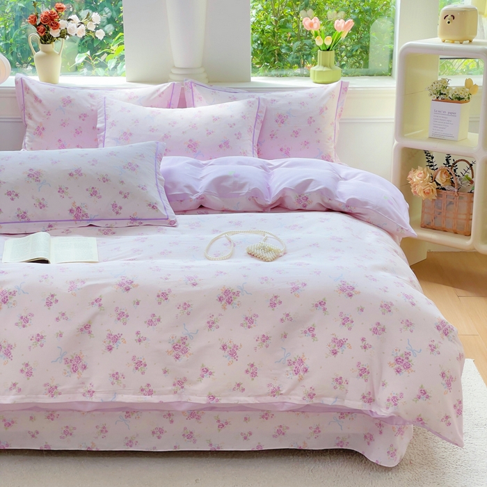 91家纺网 家纺一手货源 找家纺 （总）小叮当家纺仓储工厂店 2025新款直播爆款全棉纯棉四件套吊边一字绣工艺款四件套