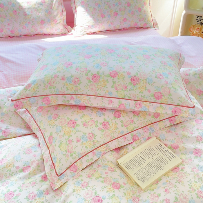 91家纺网 家纺一手货源 找家纺 小叮当家纺仓储工厂店 2025新款直播爆款全棉纯棉四件套吊边一字绣工艺款四件套 嫣然花期-粉