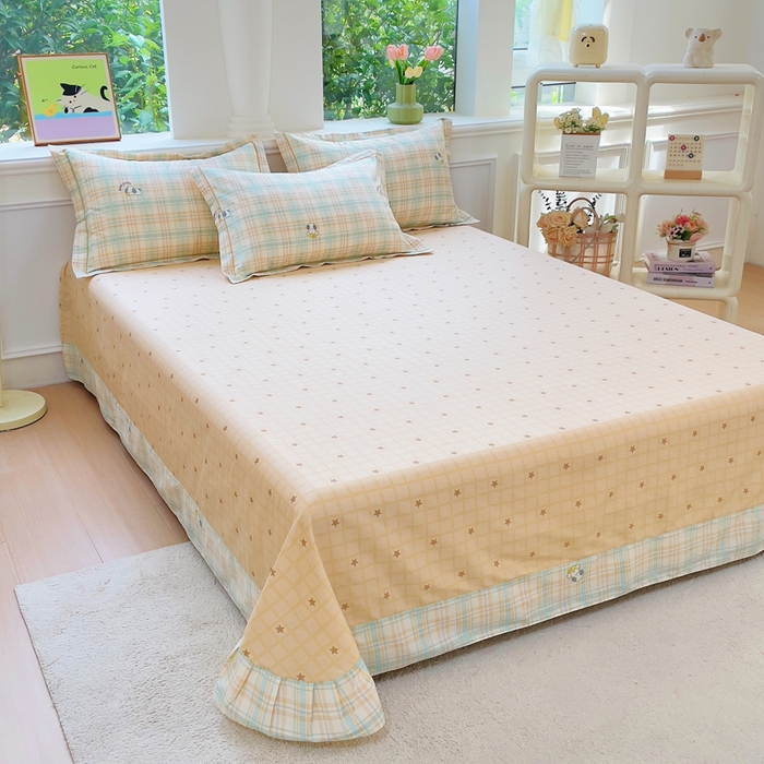 91家纺网 家纺一手货源 找家纺 小叮当家纺仓储工厂店 2025新款直播爆款全棉纯棉四件套吊边一字绣工艺款四件套 格诺狗