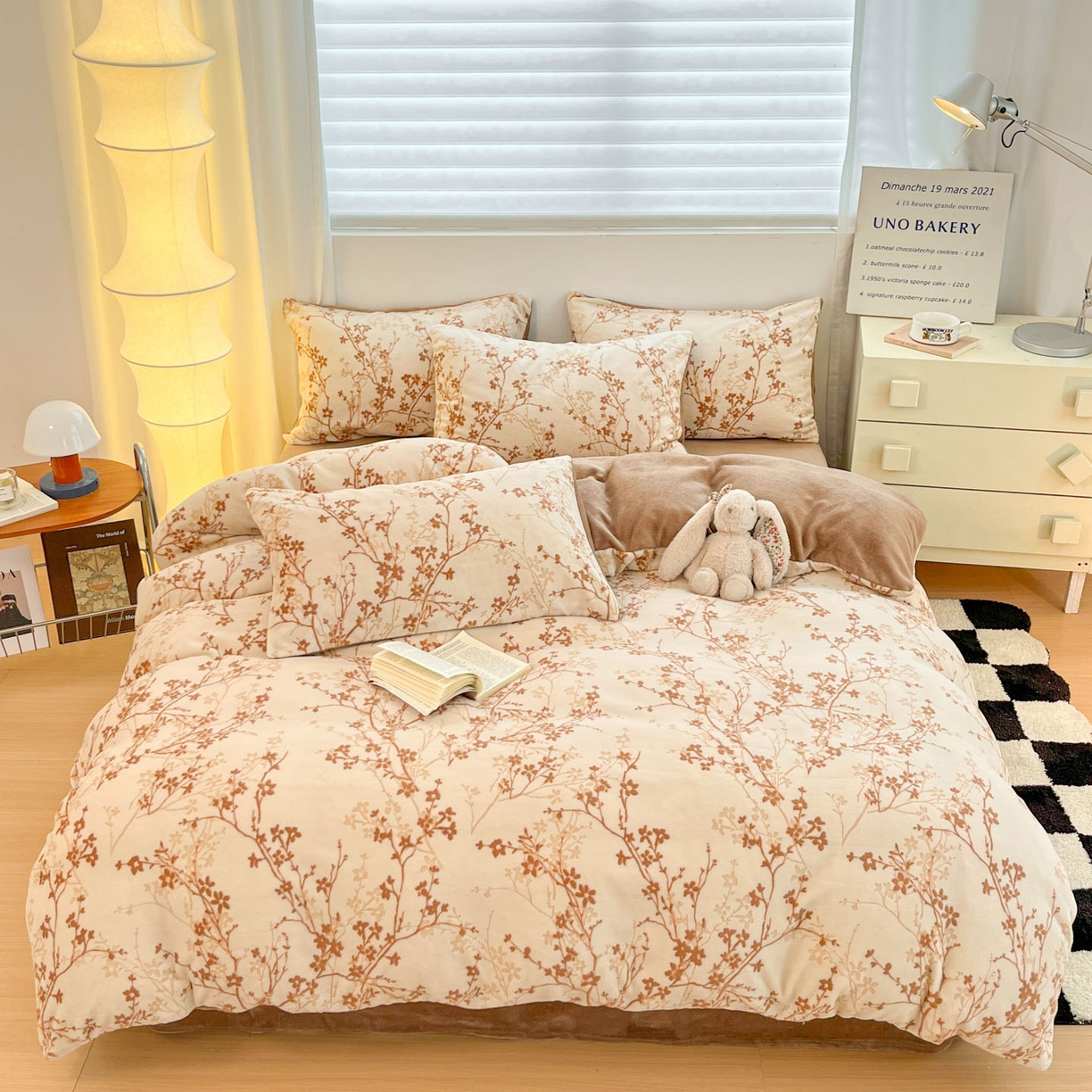 91家纺网 家纺一手货源 找家纺 沐慕 2025新款A类220g加厚烂花牛奶绒B类200g牛奶绒四件套 山茶花语咖