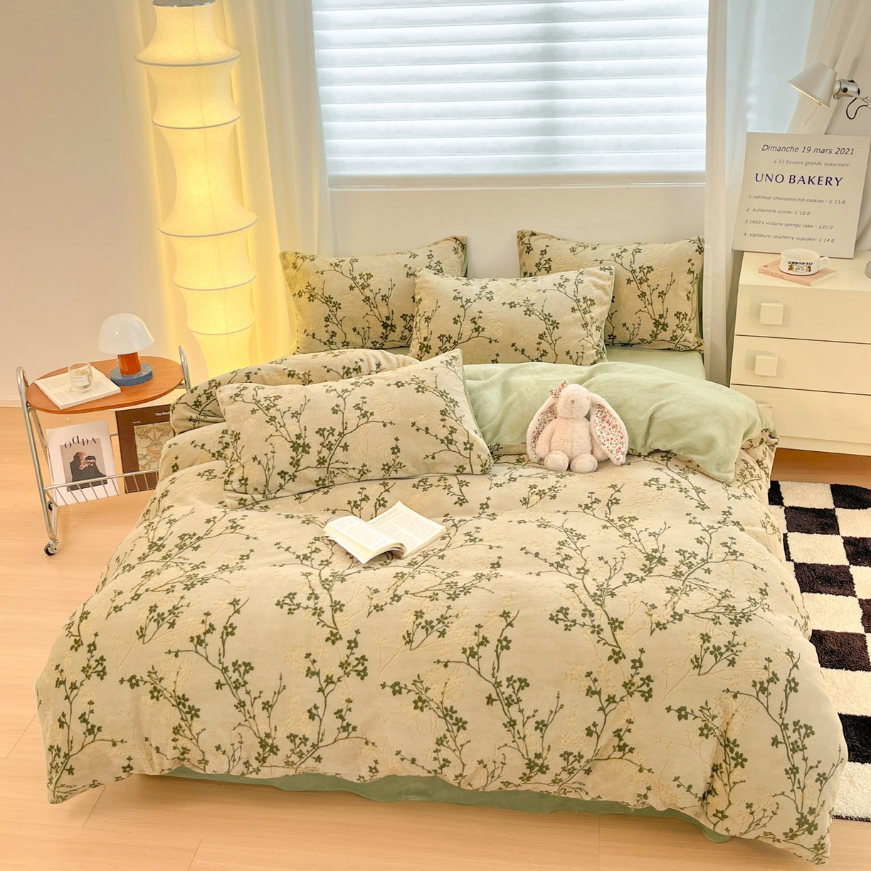 91家纺网 家纺一手货源 找家纺 沐慕 2025新款A类220g加厚烂花牛奶绒B类200g牛奶绒四件套 山茶花语绿