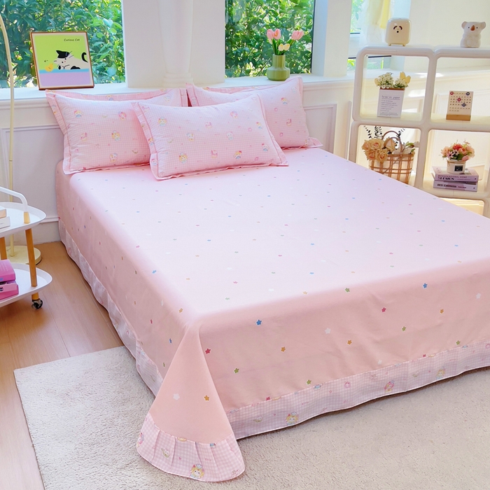 91家纺网 家纺一手货源 找家纺 小叮当家纺仓储工厂店 2025新款直播爆款全棉纯棉四件套吊边一字绣工艺款四件套 恋恋吉米