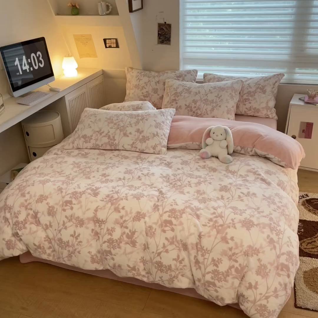 91家纺网 家纺一手货源 找家纺 （总）沐慕 2025新款A类220g加厚烂花牛奶绒B类200g牛奶绒四件套