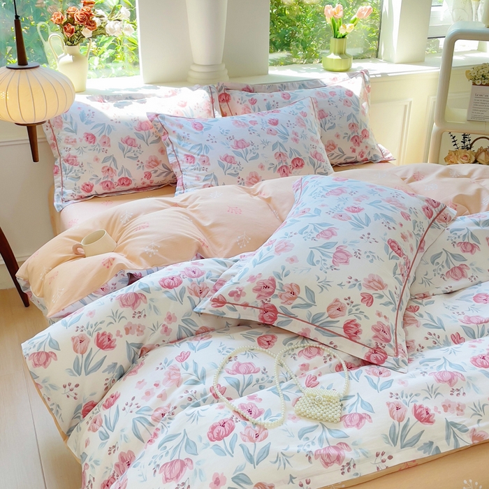 91家纺网 家纺一手货源 找家纺 小叮当家纺仓储工厂店 2025新款直播爆款全棉纯棉四件套吊边一字绣工艺款四件套 琉璃花影