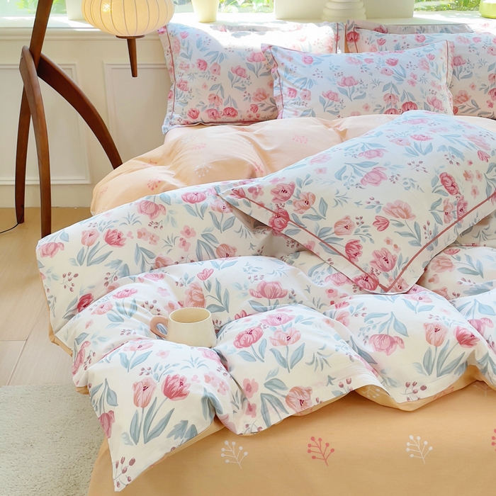 91家纺网 家纺一手货源 找家纺 小叮当家纺仓储工厂店 2025新款直播爆款全棉纯棉四件套吊边一字绣工艺款四件套 琉璃花影