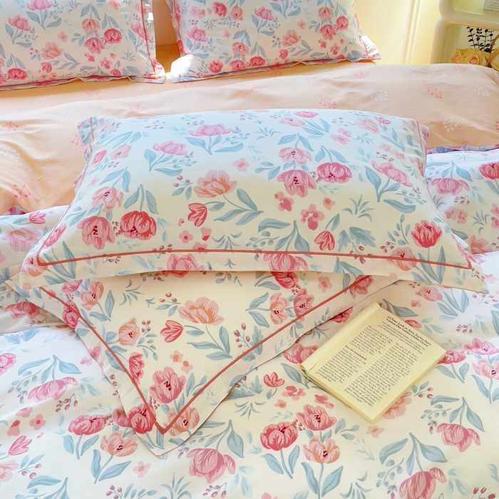 91家纺网 家纺一手货源 找家纺 小叮当家纺仓储工厂店 2025新款直播爆款全棉纯棉四件套吊边一字绣工艺款四件套 琉璃花影