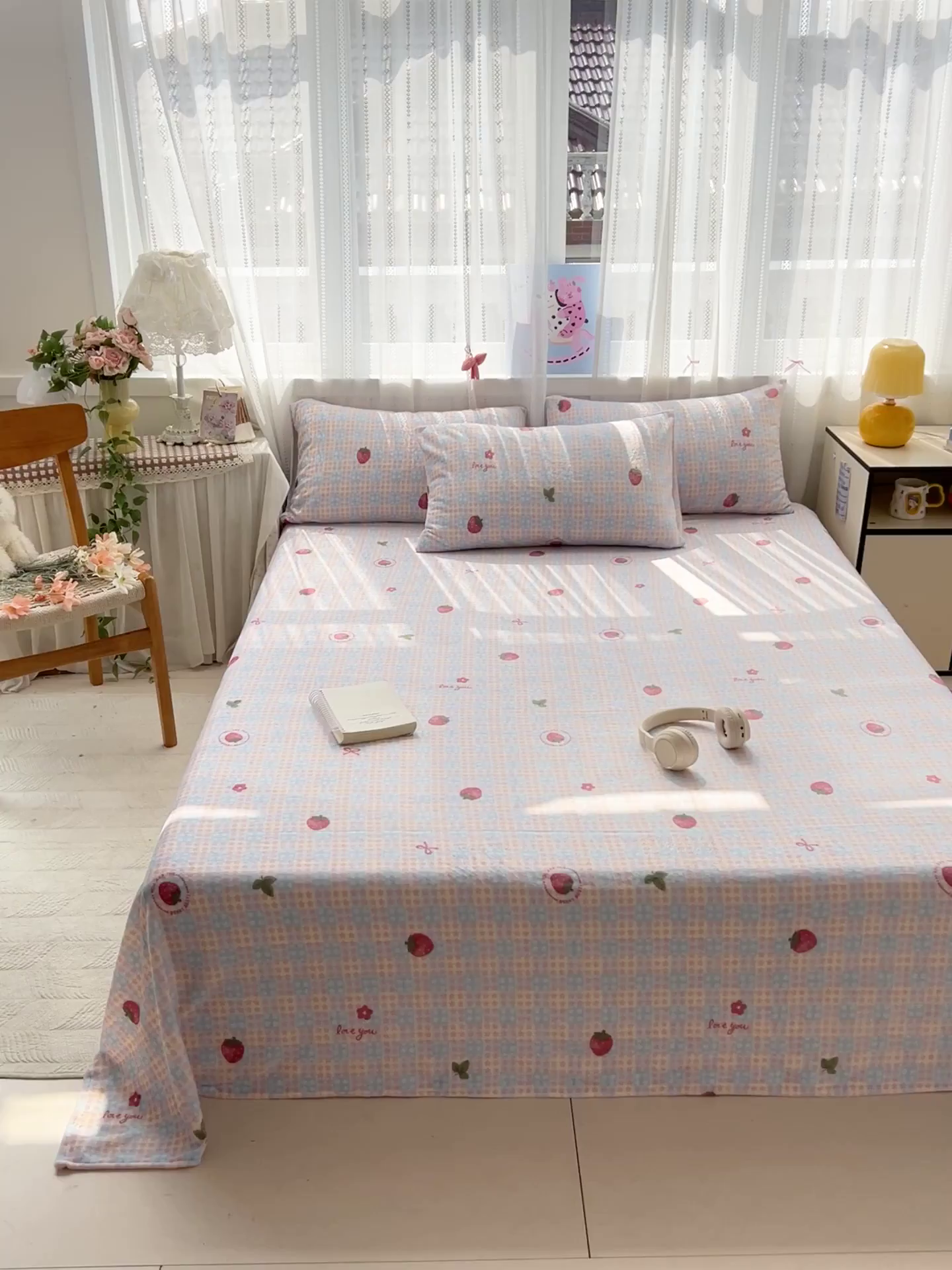 91家纺网 家纺一手货源 找家纺 水木坊 2025新款亲肤舒适牛奶绒印花单件床单 草莓软心