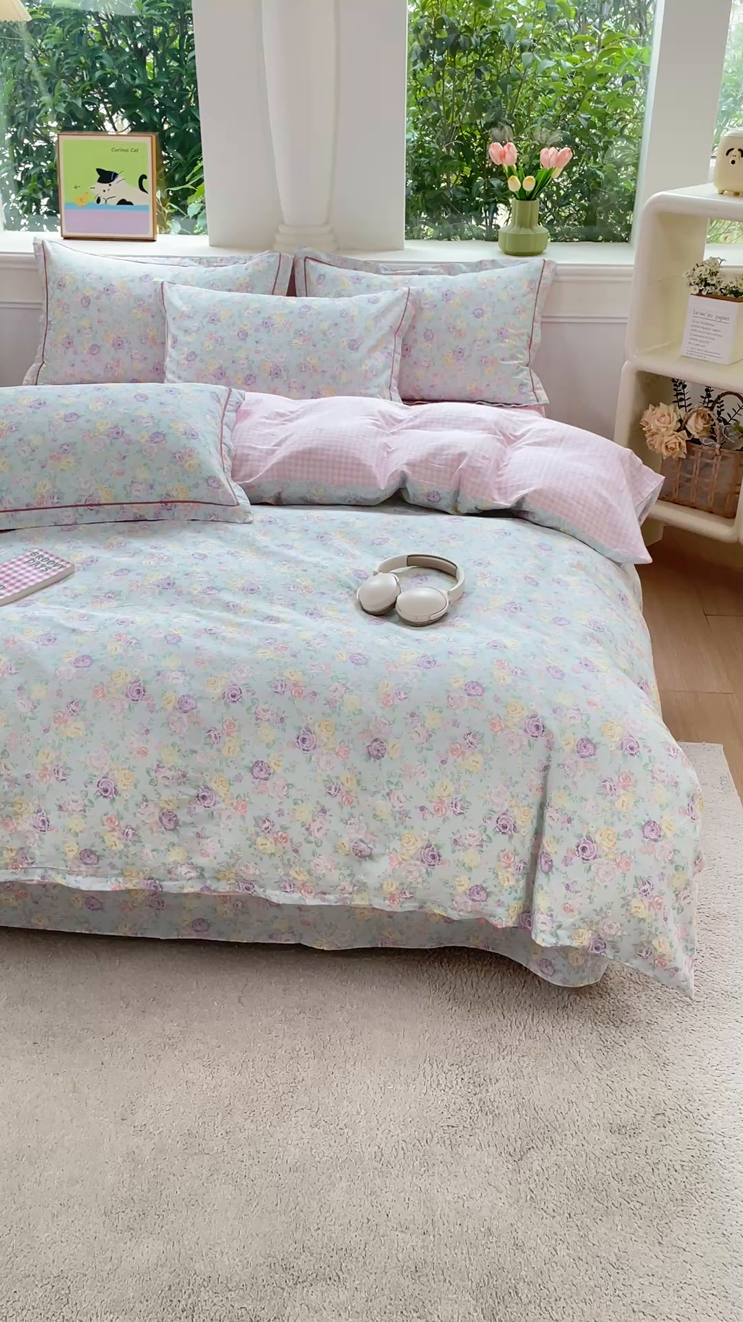 91家纺网 家纺一手货源 找家纺 小叮当家纺仓储工厂店 2025新款直播爆款全棉纯棉四件套吊边一字绣工艺款四件套 嫣然花期-兰
