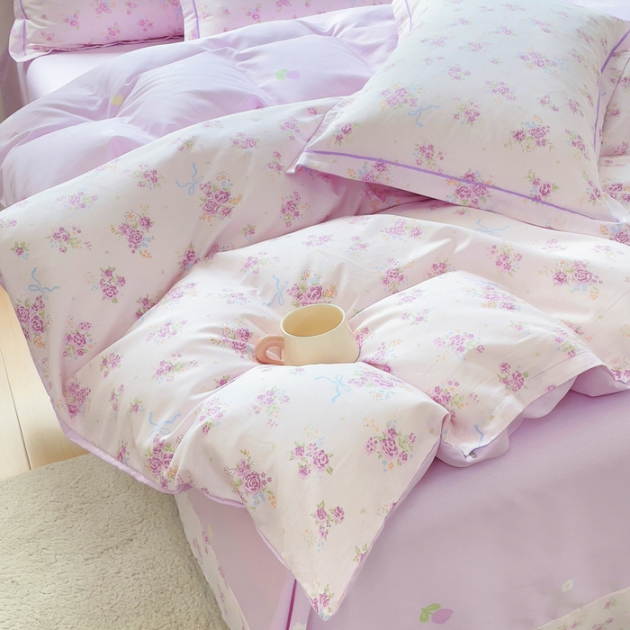 91家纺网 家纺一手货源 找家纺 小叮当家纺仓储工厂店 2025新款直播爆款全棉纯棉四件套吊边一字绣工艺款四件套 紫娅悠然