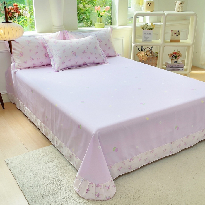 91家纺网 家纺一手货源 找家纺 小叮当家纺仓储工厂店 2025新款直播爆款全棉纯棉四件套吊边一字绣工艺款四件套 紫娅悠然