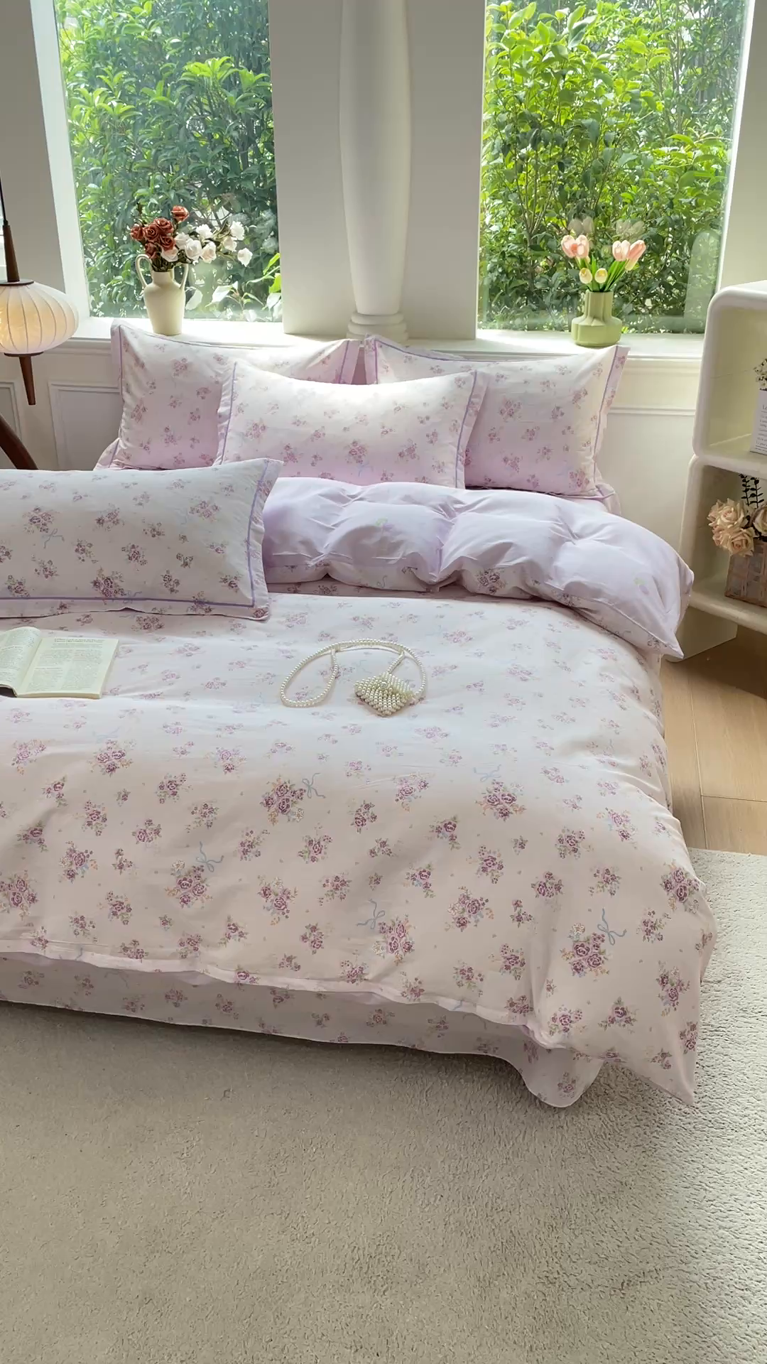 91家纺网 家纺一手货源 找家纺 小叮当家纺仓储工厂店 2025新款直播爆款全棉纯棉四件套吊边一字绣工艺款四件套 紫娅悠然