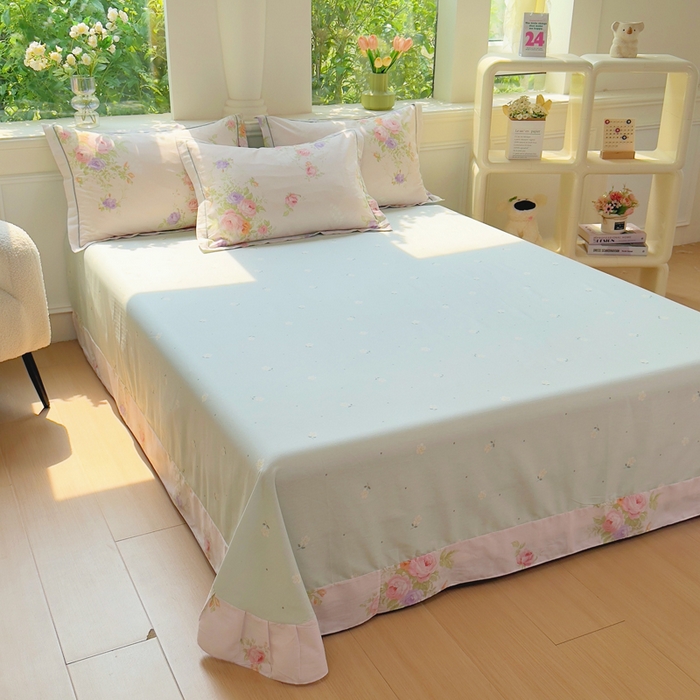 91家纺网 家纺一手货源 找家纺 小叮当家纺仓储工厂店 2025新款直播爆款全棉纯棉四件套吊边一字绣工艺款四件套 爱洛花园