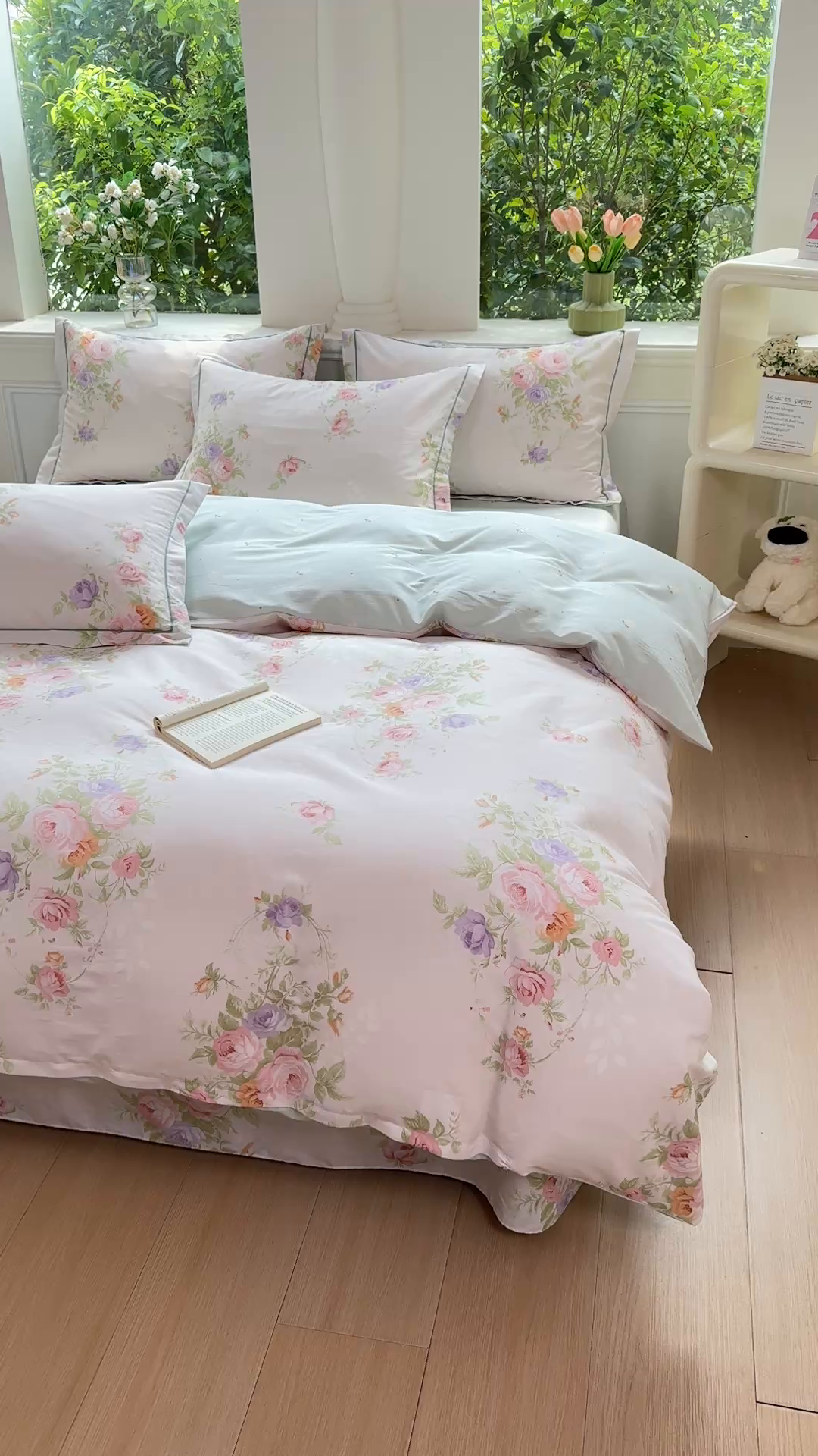 91家纺网 家纺一手货源 找家纺 小叮当家纺仓储工厂店 2025新款直播爆款全棉纯棉四件套吊边一字绣工艺款四件套 爱洛花园