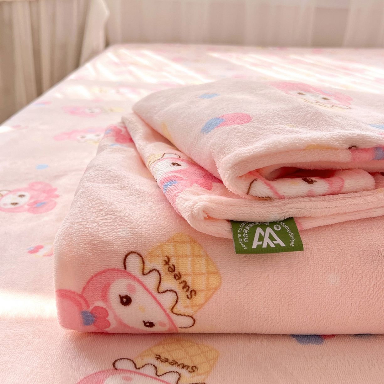 91家纺网 家纺一手货源 找家纺 水木坊 2025新款亲肤舒适牛奶绒印花单件床单 小美甜品屋