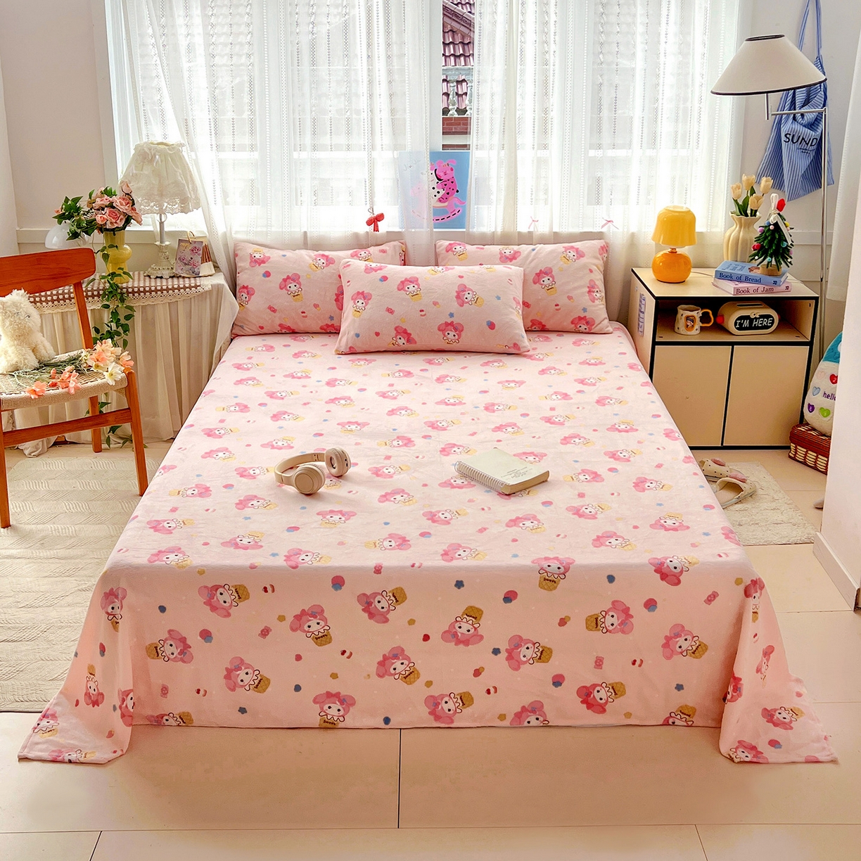 91家纺网 家纺一手货源 找家纺 水木坊 2025新款亲肤舒适牛奶绒印花单件床单 小美甜品屋