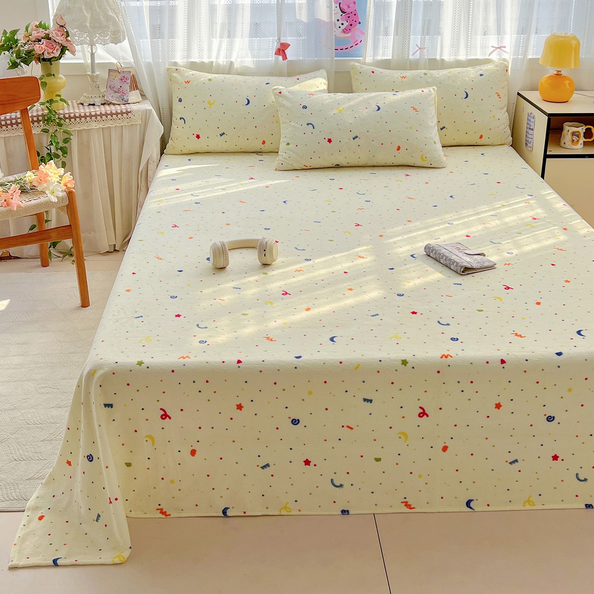 91家纺网 家纺一手货源 找家纺 水木坊 2025新款亲肤舒适牛奶绒印花单件床单 芝士酪