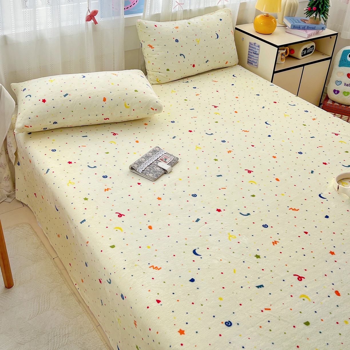 91家纺网 家纺一手货源 找家纺 水木坊 2025新款亲肤舒适牛奶绒印花单件床单 芝士酪