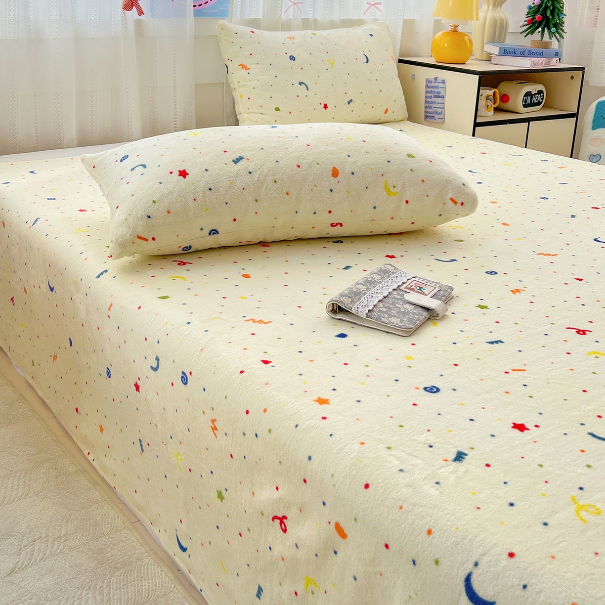 91家纺网 家纺一手货源 找家纺 水木坊 2025新款亲肤舒适牛奶绒印花单件床单 芝士酪