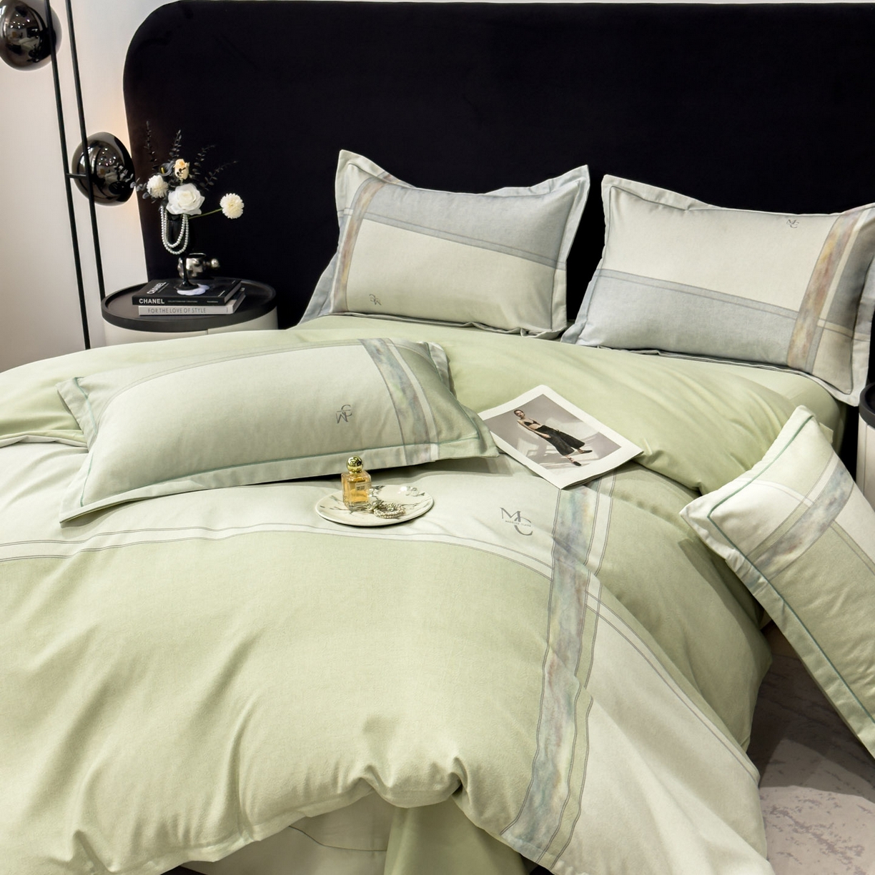 91家纺网 家纺一手货源 找家纺 喜四方 2025新款加厚全棉大版印花四件套 周末限定-绿